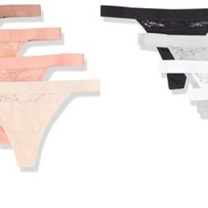 Amazon Essentials Women’s Cotton and Lace Thong Knickers, Pack of 4 RRP £18