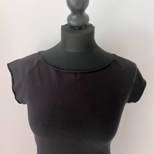 H&M Divided Black Slashed Cutout Ladder Back T-Shirt in UK 10 *exc cond* vtg y2k