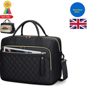 Water-Resistant 17.3 Inch Laptop Case with Adjustable Strap for Women in Black