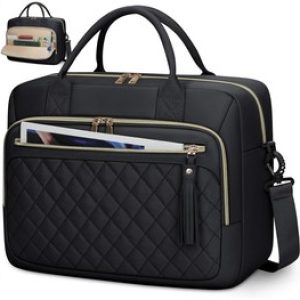 Water-Resistant 17.3 Inch Laptop Case with Adjustable Strap for Women in Black