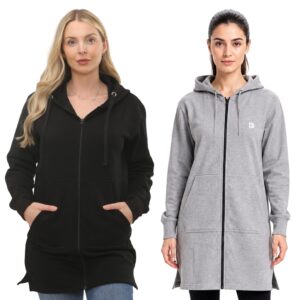 Ladies Hooded Sweatshirt Zip Hoodie Women Hoody Top Sweatshirt Fleece Longline