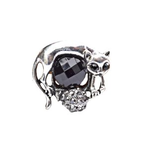 Cat & Mouse Stretch Ring in Burnt  Silver Finish – Adjustable