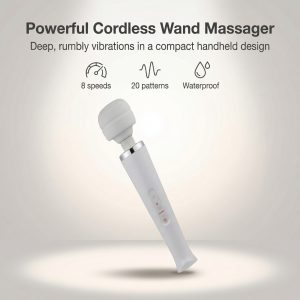 Personal Wand Massager, Waterproof Cordless Handheld, 8 Speed 20 Pattern Quiet