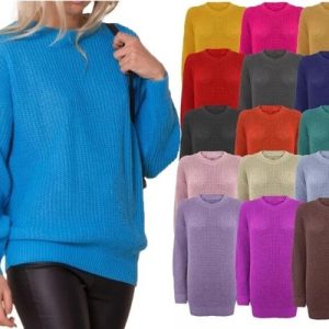 Ladies Women Knitted Sweater Top Long Sleeve Over sized Chunky Knit Baggy Jumper