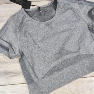 Boux Avenue Grey Marl Mix Two Tone Marl Short Sleeve Crop Top Sport Size Medium