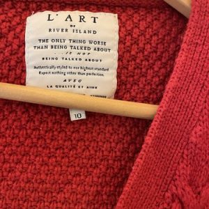 River Island Women’s Red Cable Knit V-Neck Button Long Sleeve Cardigan Size 10