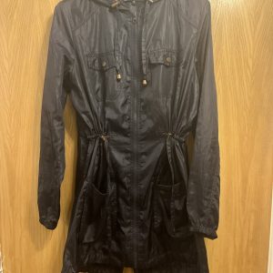 Ladies Navy New look Size 12 Waterproof Stylish Rain Jacket With Pockets An Hood