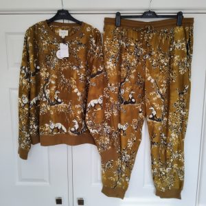 NEXT Womens Olive Green Fox / Leaf Cosy Pyjamas SIZE XL 20 – 22 New with Tags