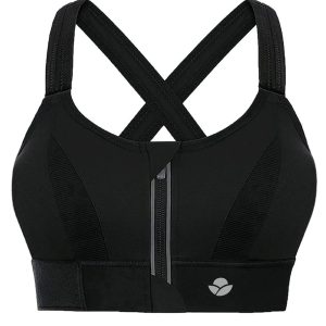 YIANNA Women High Impact Sports Bra Plus Size Zip Front Fastening Bras 4XL