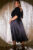 Womens Black Midi Dress Satin Jacquard Flutter | In The Style