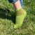 Green Wool House Socks with Pink Stripes