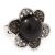 Daisy Flower Diamante Fancy Ring In Burn Silver Metal