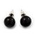 9mm Black Acrylic Stud Earrings In Silver Tone