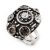 Dome Shaped Diamante Fancy Ring In Burn Silver Metal
